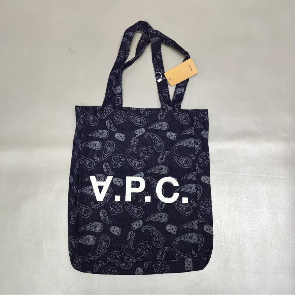 A.P.C. Navy Patterned Men's Tote Bag